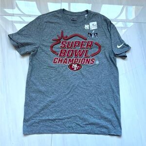 New Grey San Francisco 49ers Super Bowl Champion Cotton T Shirt size L